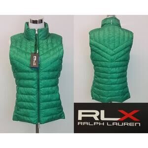 NWT Ralph Lauren RLX Puffer Vest W's S Green Water Repellent Primaloft #J3360